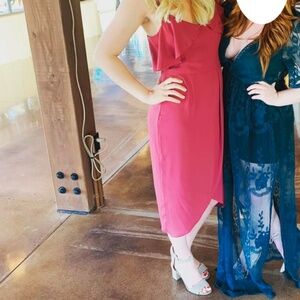 Cooper St Dress Drape Ruffled Neckline Midi